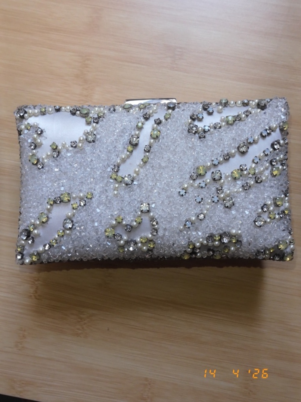 Silver Embellished Evening Clutch